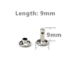 9mm Nickle Double Cap Rivets (Pack of 100 Sets)